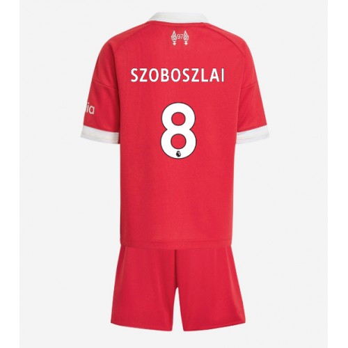 Stroje piłkarskie Liverpool Dominik Szoboszlai #8 Koszulka Podstawowej dla dzieci 2025-26 Krótki Rękaw (+ szorty)